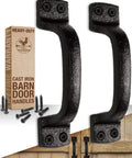 Heavy Duty Black Cast Iron Barn Door Handles 2 Pack For Shed And Garage Doors Includes Hardware And Pre Drilled Holes 6 1 4 Inches