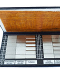 30 Piece Surface Roughness Standards Set With Ra 0.05 To 12.5um Comparators For Quick No Fuss Roughness Testing And Gauge Calibration In Manufacturing open case with sample blocks
