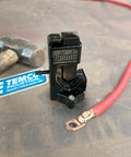 Hammer Lug Crimper Tool For Battery And Welding Cables Crimps 8 AWG Through 4/0, hammer and cable on bench