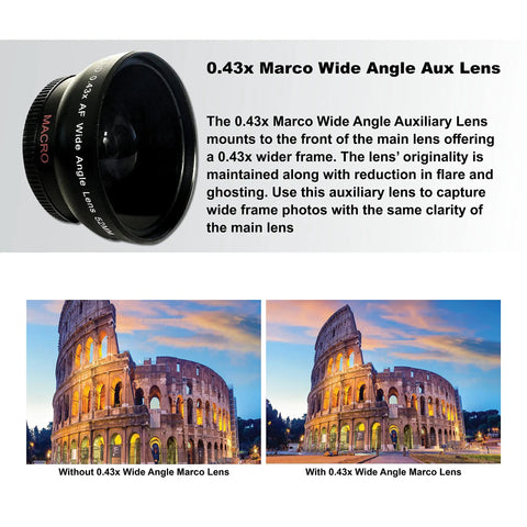 0.43x Marco Wide Angle Lens with example photos for DSLR Camera Bundle With EF-S 18-55mm Lens SanDisk 32GB Card Tripod Case