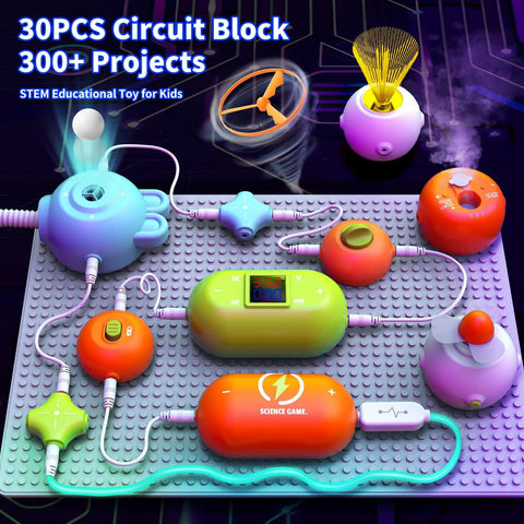 STEM Electronics Kit For Kids With 31 Circuit Parts And 300 Plus Projects No Soldering Needed Fun Coding Experiments setup shown