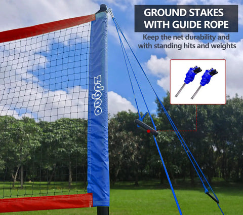 Close-up of Badminton And Volleyball Combo Set With 32-Foot Adjustable Net For Lawn And Backyard Easy Setup Pro Grade Volleyball Net detail
