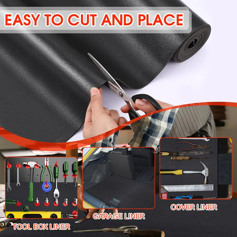 Heavy Duty Tool Box Drawer Liner One Eighth Inch Thick 24 Inch Wide 32 Feet Long Non Slip Grippy Rubber Shelf Mat for cutting