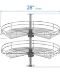 28 Inch Corner Cabinet Lazy Susan Turntable With 270 Degree Rotation, Adjustable Height Chrome Replacement Shelves shown