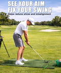 Golfer practicing swing with Two Pack 40 Inch Golf Alignment Sticks With Magnetic Club Alignment Rod on a golf course