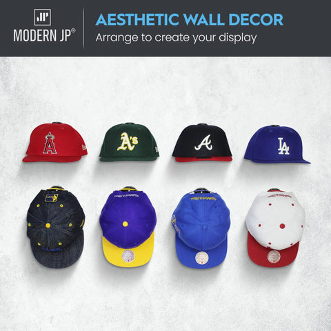 Killer 16 Pack Adhesive Hat Hooks For Wall Setup With Zero Hassle And Savage Strong Hold Perfect For Baseball Caps And Fitted Hats Working As A Sleek Wall Display Rack In Black To Level Up Your Cap Game