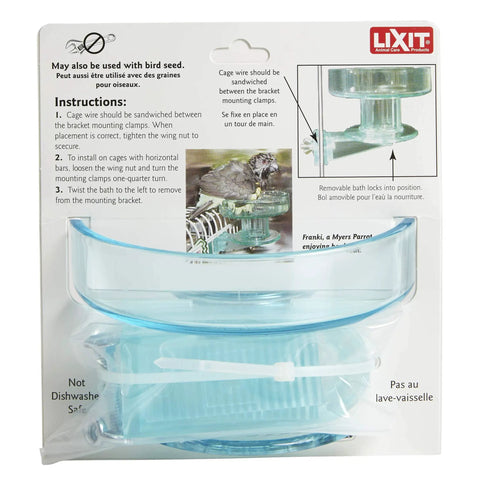 Twist And Lock Bird Bath For Small To Medium Birds Like Lovebirds Canaries Finches Parakeets And Cockatiels, Durable Plastic Self Service Bath That Stays Put, No Fuss To Use, Stable Mount Keeps Feathers Clean And Happy packaging