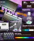 75 Percent Magnetic Gaming Keyboard Packed With 8K Polling Rate And Instant Rapid Trigger For Zero Lag Action Wired RGB Moonlight Build showing RGB lighting and magnetic switch details.