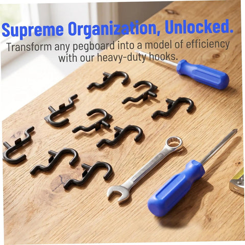 150 Pc Plastic Pegboard Hooks Set For Workshop And Garage No Tools Needed Pro Grade Easy Wall Mount Hooks For Tools Wrenches Tableware And More Durable Black Pegboard Accessories For Stable Flexible Storage, black hooks on wood