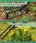 All In One Garden Hoe And Weed Puller With 76.8 Inch Adjustable Stainless Steel Handle showing hoe and rake surfaces