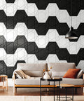 Kick The Echo To The Curb With Hexagon Acoustic Panels 12 Pack Self Adhesive Sound Proofing Foam Wall Tiles on a stylish wall.