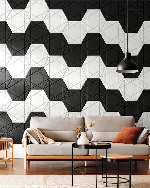 Kick The Echo To The Curb With Hexagon Acoustic Panels 12 Pack Self Adhesive Sound Proofing Foam Wall Tiles on a stylish wall.