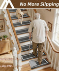 Soft Stair Treads Non Slip Carpet Mats 28 Inch By 9 Inch Indoor Stair Runners for Wooden Steps Kid and Pet Friendly in use