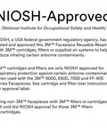 NIOSH-approved text on 3M Facepiece Reusable Respirator document with usage instructions