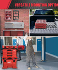 Fold-Out Packout Mount For Packout Toolbox Side Storage in various setups showcasing versatility and durability.