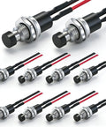Momentary Push Button Switch 2 Pin SPST Normally Open Mini Round 7mm Black Button With Pre Soldered Wires 10-pack