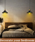 Bedroom with 12 Pack Black Industrial Pendant Lights Set With Vintage Dome Design, E26 Base Hanging Lamps, rustic modern decor