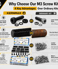 Heavy Duty M3 Hardware Stack Includes 600 Fully Threaded Hex Socket Head Caps Nuts And Washers Sized 25 To 50 Mm image showcasing advantages over ordinary kits.