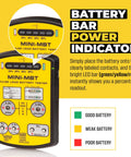 All-In-One Universal Battery Tester With LED Display Tests 15 Battery Types In Seconds For AA AAA C D 9V NiMH CR123 18650 Carry Case Included USA Made yellow battery tester with bar power indicator