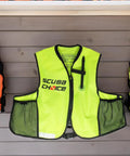 Neon Yellow Snorkel Vest With Pockets for Adults High Visibility Adjustable Buoyancy Oral Inflator Mesh Pockets Fits Waist 30 to 52 Inches for Snorkeling Swimming and Water Sports