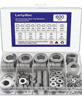 600 Piece Flat Washers Set For Screws And Bolts 304 Stainless Steel Assortment Kit With 7 Sizes in organizer box