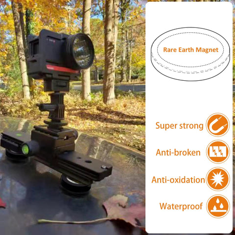 Camera mounted outdoors using 40 Pound Rubber Coated Neodymium Magnets With M6 Threaded Studs 4 Pack Anti Slip Heavy Duty Mounting Magnets For LED Lighting Fixtures Tools And Small Equipment