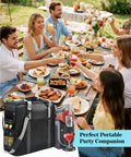 Group enjoying outdoor party with Ninja Slushie Machine Carrying Bag FS301 FS300 For Easy Grab And Go Travel Tote visible