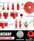 Diamond hole saw kit, 14-piece red diamond core drill bits set (6–100 mm) for ceramic/porcelain tile; Amazon brand