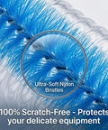 Close-up of blue nylon bristles on 67 Inch Flexible Drain Brush Set With Double Ended Long Hose Pipe Cleaner.