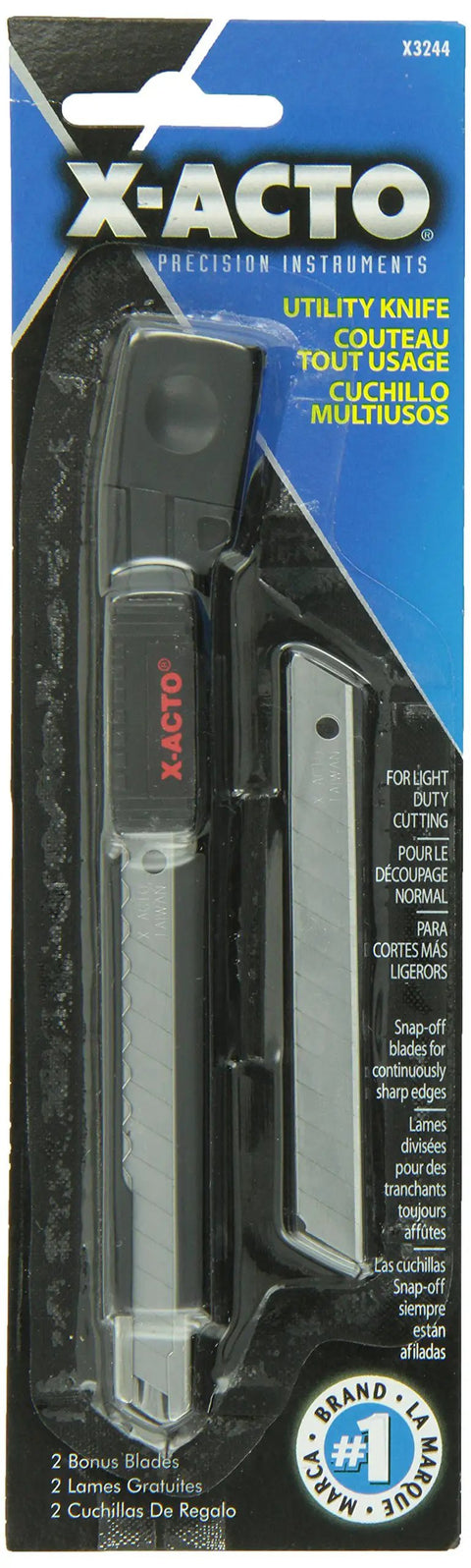 Light Duty Snap Off Utility Knife With Slide Lock No Slip Grip And Fresh X Acto Blades For Packages Rope Canvas And More Everyday Carry Box Cutter Tool in package