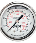 Heavy Duty 2 Inch Dial Liquid Filled Industrial Pressure Gauge With Brass Internals, 304 Stainless Steel Case, front view