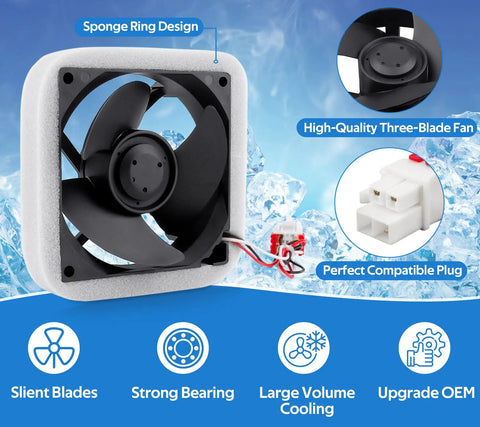 Upgraded OEM Beefed Up Refrigerator Evaporator Fan Motor With Sponge For Quiet Operation and Noise Reduction Replacement DA81-06013A