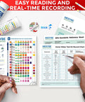 Top Tier Home Water Test Kit For Drinking Tap And Well Testing showing color chart and record sheet for easy results.