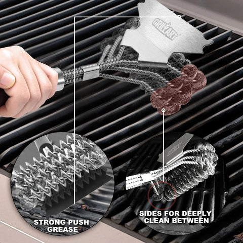 Bristle Free Grill Brush And Scraper 18 Inch Safe BBQ Cleaner For Porcelain Grates And Gas Or Charcoal Grills No Bristles Melting Risk