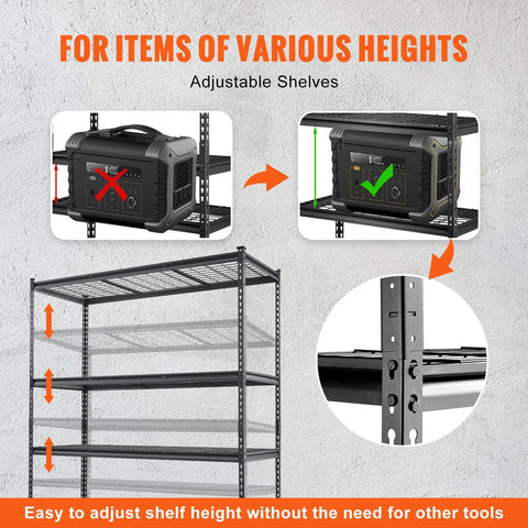 Beefy 5 Tier Adjustable Storage Shelving Unit Black With 2000 Lb Capacity Ideal For Garage Workshop Or Warehouse Organization And Heavy Duty Steel Load Bearing Rack adjustable shelves for items of various heights