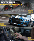 Ford Mustang Mach E 2021 Through 2026 Throttle Response Controller With Wireless App Sync And Four Drive Modes displayed in car interior and on vehicle.