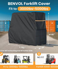 BENVOL forklift cover for 3000–5000 lbs, waterproof 420D silver-coated Oxford cloth.