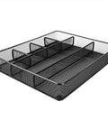 Durable Metal Mesh Desk Organizer With Six Compartments Anti Slip Pen Holder Storage Tray For Office Supplies And Home Use Black Finish