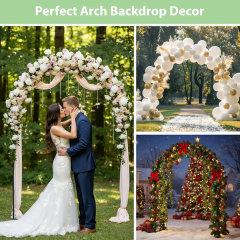 Wedding couple kissing under 7.8Ft Garden Arch Trellis Black Metal Frame For Climbing Plants Ideal For Weddings Parties And Garden Entrances