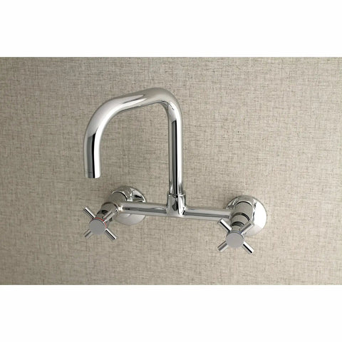 Concord 8-Inch Adjustable Center Wall Mount Kitchen Faucet Polished Chrome With A Solid Brass Build No-Fuss Drip-Free Ceramic Disc Cartridge.