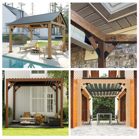 Four Pack Pergola Brackets 45 Degree Heavy Duty Angle Brackets For Reinforcing Gazebos Fits Two By Four Lumber With Drainage Holes Makes Building A Solid Sturdy Pergola A Breeze