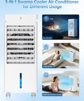 Portable Evaporative Air Cooler With Remote Control, Windowless Cooling Unit That Blows Cold Air, 3-in-1 functions, white