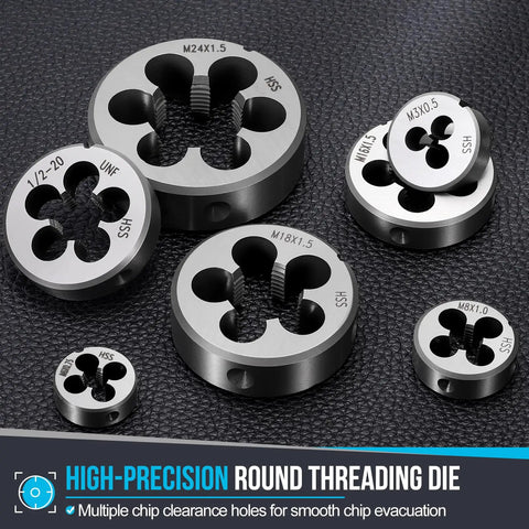 Right Hand M9 X 1mm Threading Die In High Speed Steel Round Die For Stainless Steel And Alloy Metals Non Adjustable Repair Tool 25mm Outer Diameter 9mm Thick 1 Pack, HSS round dies