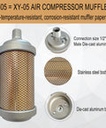 Air Compressor Muffler Half Inch NPT Male Fitting Quiet Exhaust Silencer For Compressors Dryers And Industrial Air Systems