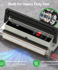 Pro Level 16 Inch Commercial Vacuum Sealer Machine Boasting Dual Pump Setup And Quick Auto Cool Down Rock Hard Design for sealing food.