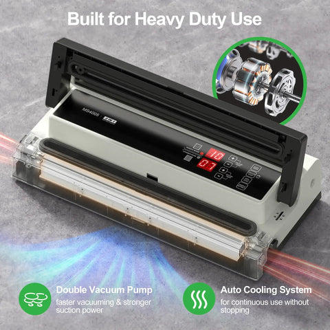 Pro Level 16 Inch Commercial Vacuum Sealer Machine Boasting Dual Pump Setup And Quick Auto Cool Down Rock Hard Design for sealing food.