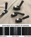 Zipper Repair Kit 18 Piece Universal Quick Install Replacement Zipper Heads for Size 3, 5, and 8 Nylon Metal Zippers
