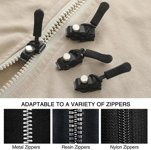 Zipper Repair Kit 18 Piece Universal Quick Install Replacement Zipper Heads for Size 3, 5, and 8 Nylon Metal Zippers