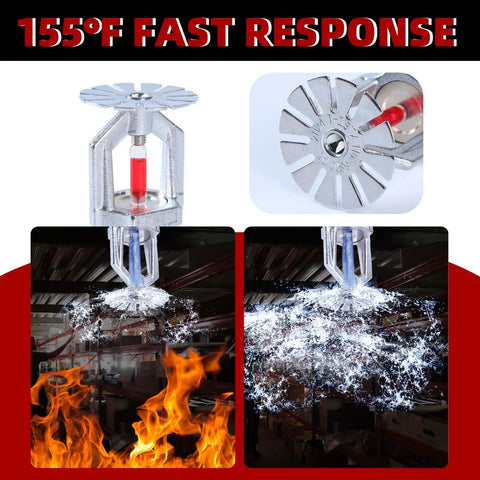 6 Pack Heavy Duty Fire Sprinkler Heads Pendent 3/4 Inch NPT Copper Chrome Finish with fast response activation.