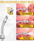 All Metal 29 Inch Sprayer Wand With Built In Shutoff Valve Quick Connector and Hose Clamps showing adjustable spray modes.